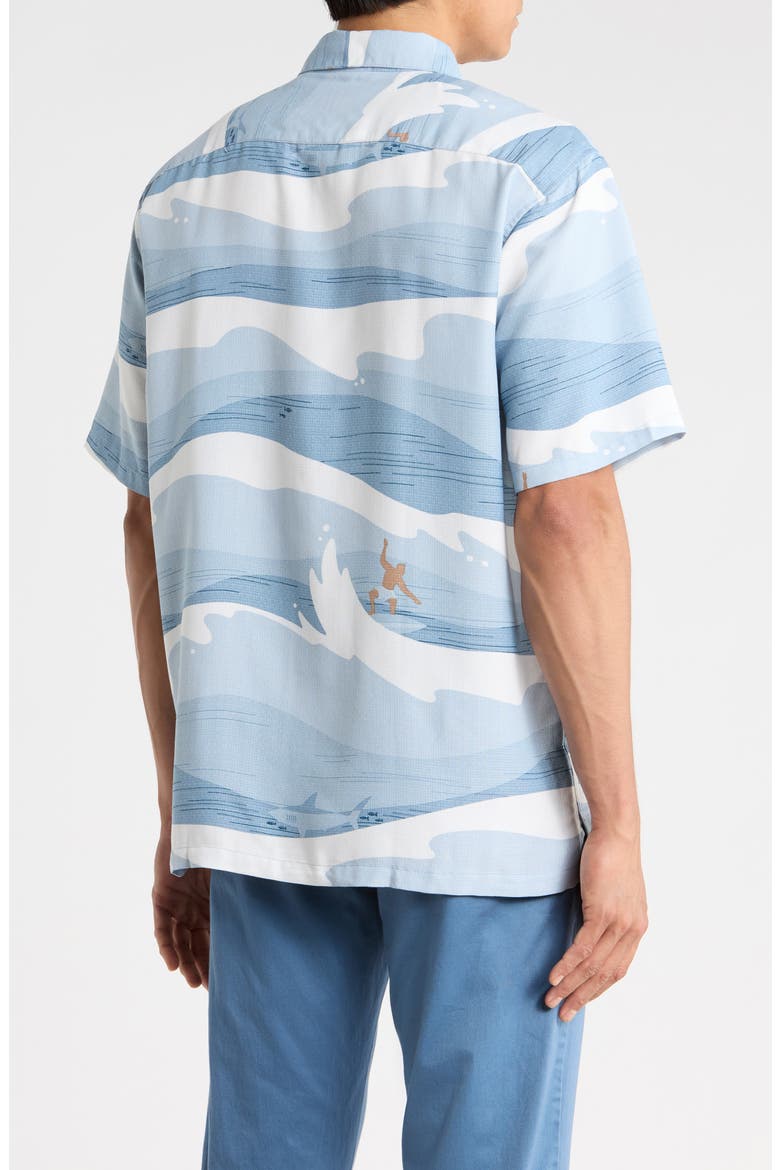 Surf Jacquard Short Sleeve Button-Up Shirt, Alternate, color, CHAMBRAY