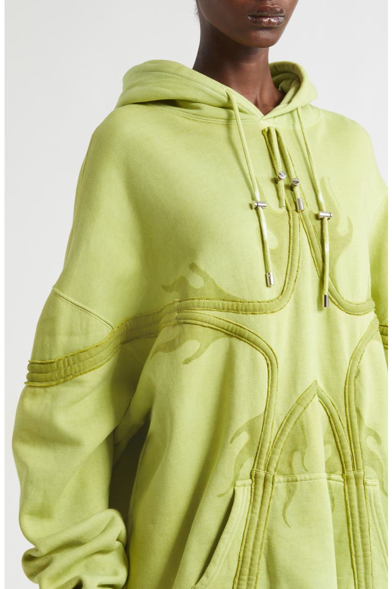 Star Tie Dye Cotton Fleece Hoodie, Alternate, color, OLIVE FLAMES