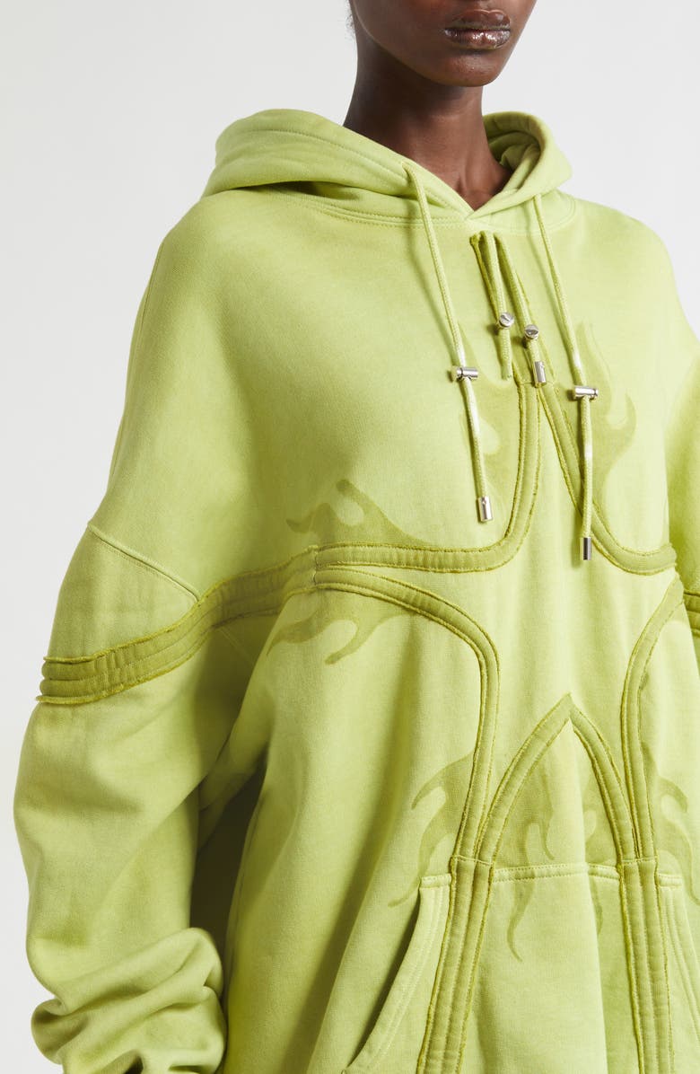 Collina Strada Star Tie Dye Cotton Fleece Hoodie, Alternate, color, Olive Flames