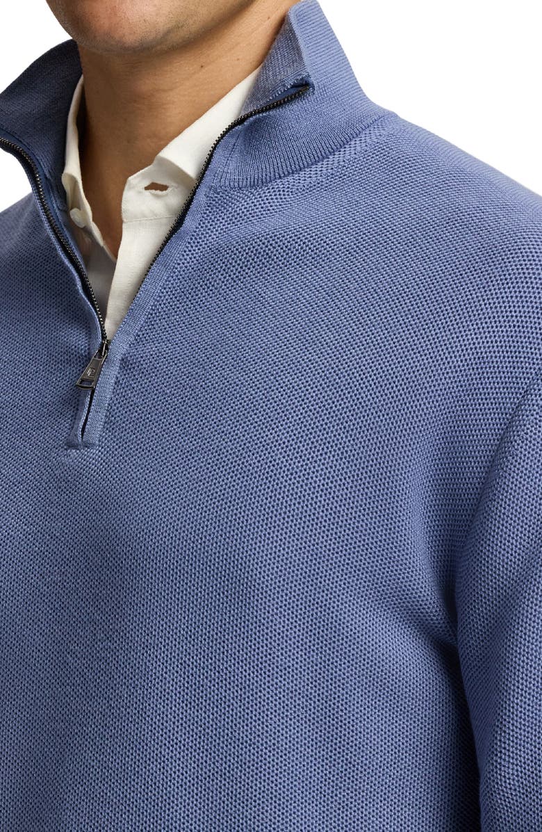 Ralph Lauren Purple Label Wool Piqué Half Zip Sweater, Alternate, color, Soft Blue