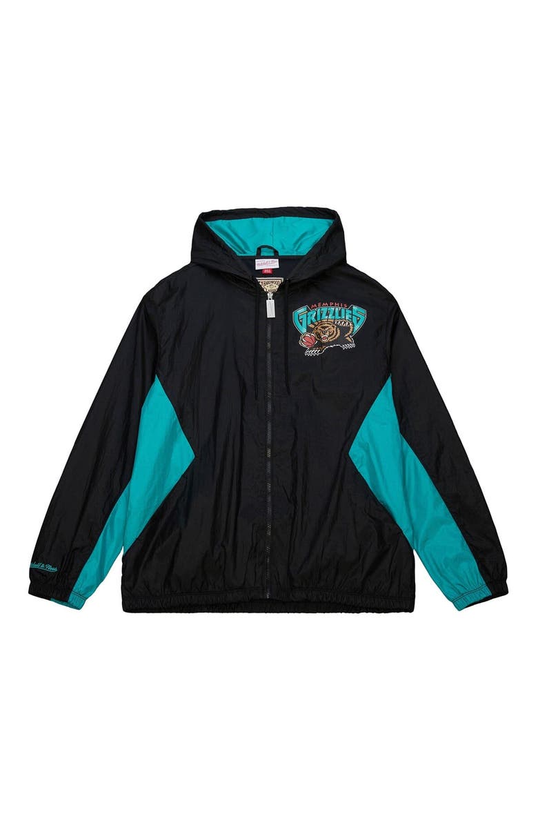 Mitchell & Ness Men's Mitchell & Ness Black Memphis Grizzlies Playmaker Full-Zip Hooded Windbreaker Jacket, Alternate, color, Black