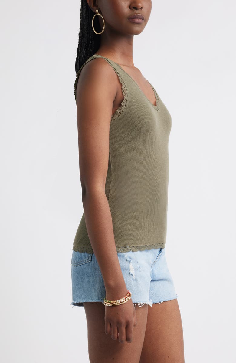 Treasure & Bond Lace Trim Pointelle Tank Top, Alternate, color, 