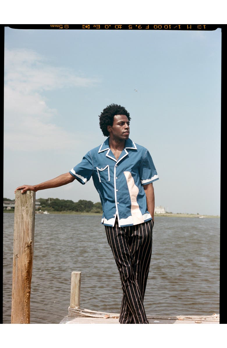 Tombolo 'Tom Wesselmann - Seascape #2' Camp Collar, Alternate, color, Blue