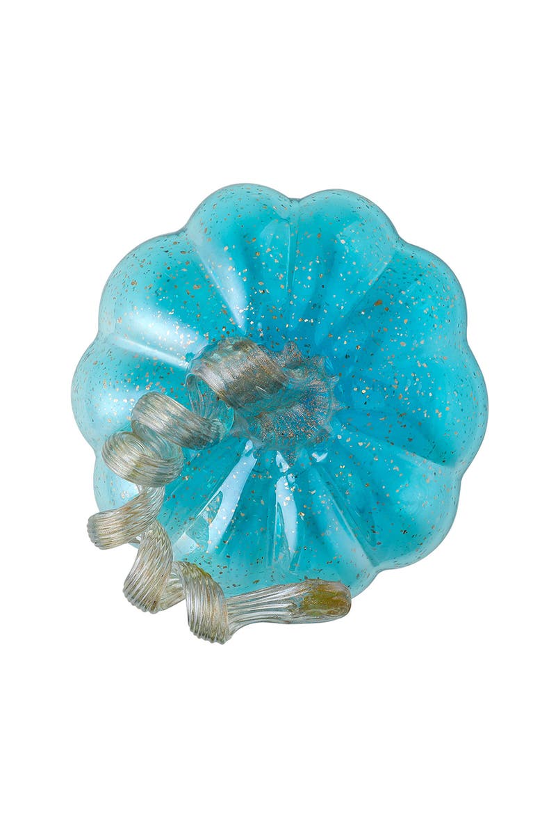 Fall Multi-Style Small Glass Pumpkins, Alternate, color, Glitter Blue