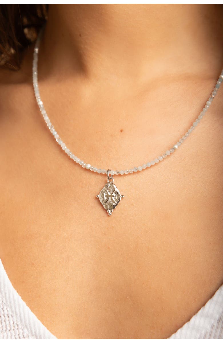 Seven Saints Pisces Zodiac Choker Necklace Aquamarine 18K Gold Plated Astrology Gemstone Jewelry, Alternate, color, Gold