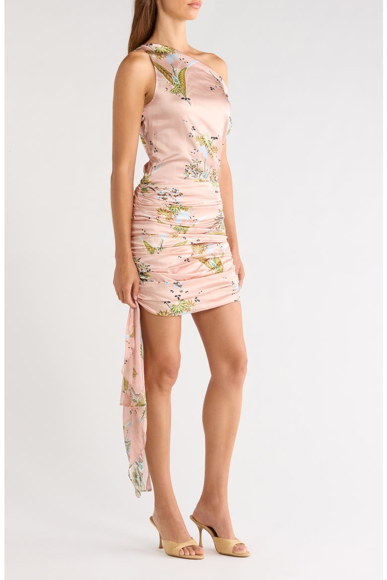 Athena One-Shoulder Ruched Silk Minidress, Alternate, color, TAPESTRY ROSE