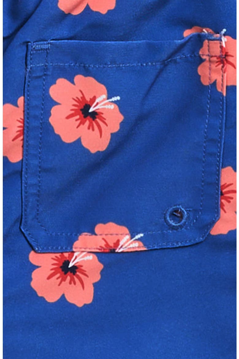 Monstera Leaf Print Swim Trunks, Alternate, color, ROYAL BLUE