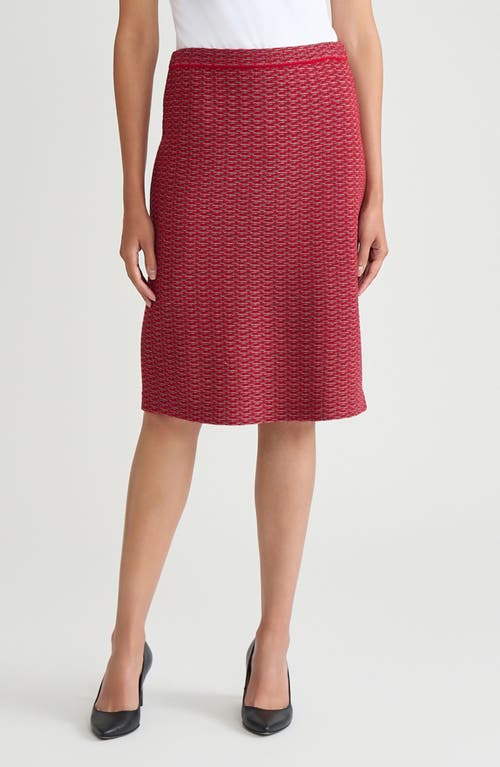 Ming Wang Textured Stitch Pencil Skirt In Red