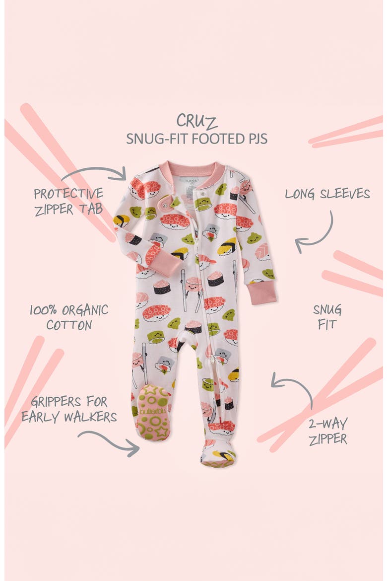 Cruz One-Piece Organic Cotton Footie Pajamas, Alternate, color, SOY MATES