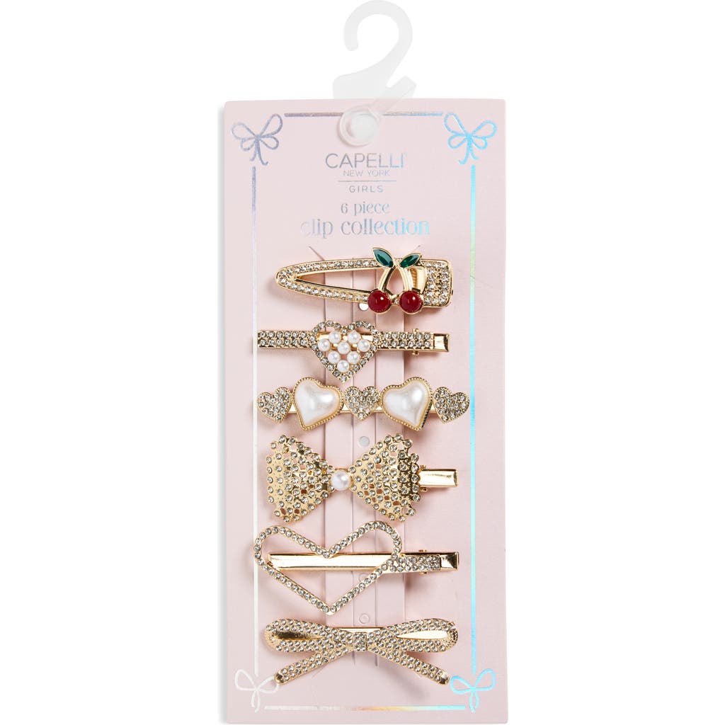 Capelli New York Kids' Studded Assorted 6-pack Hair Clips In Red
