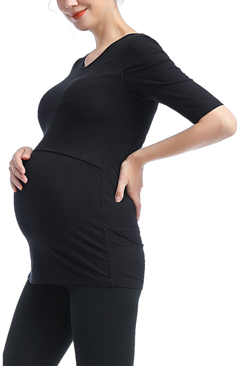 Essential Maternity/Nursing Top, Alternate, color, BLACK