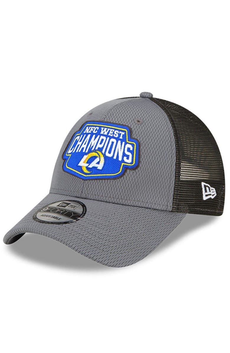New Era Men's New Era Graphite Los Angeles Rams 2021 NFC West Division Champions 9FORTY Trucker Snapback Hat, Main, color, 