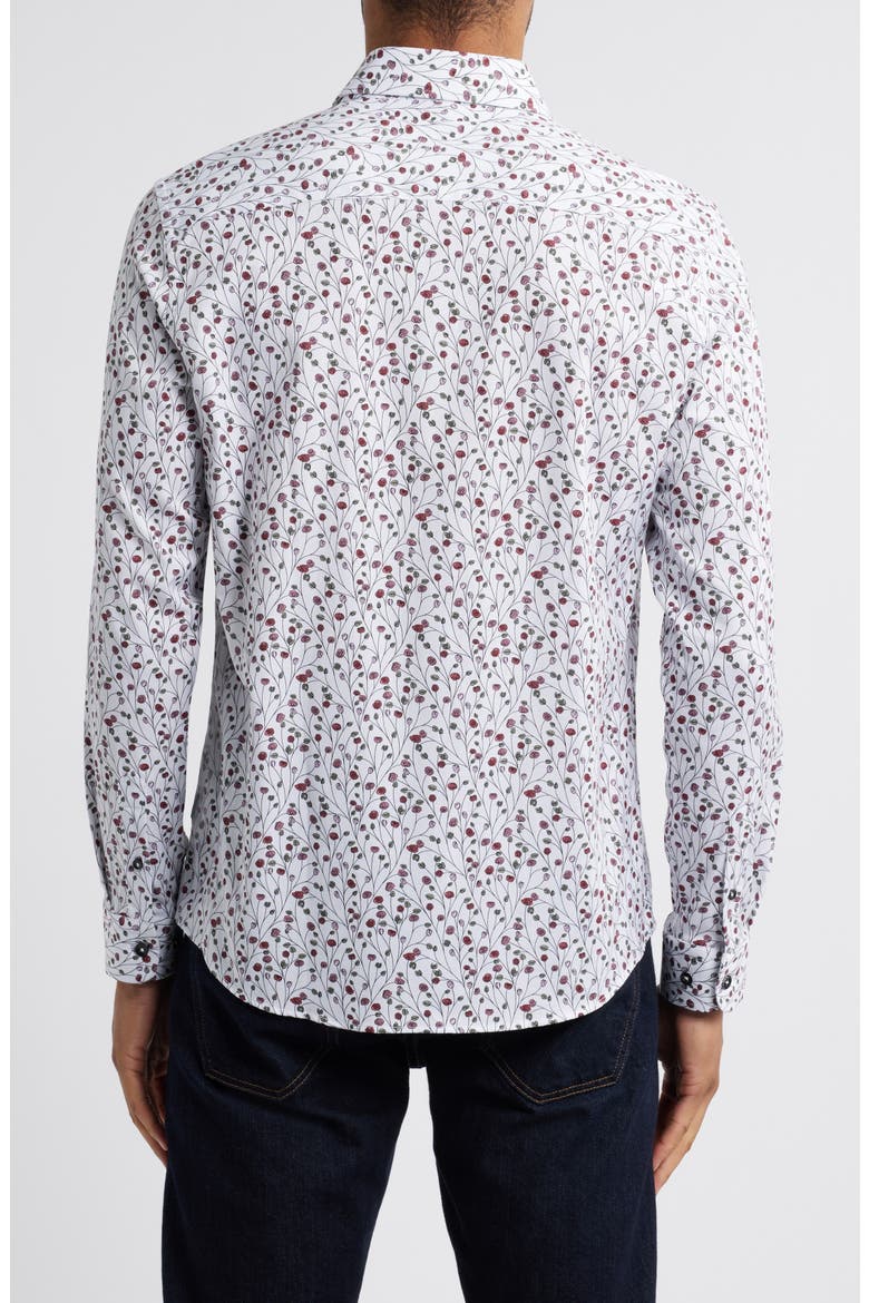 Flower Garden Print Button-Up Shirt, Alternate, color, BERRY