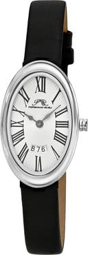 PORSAMO BLEU Women's Eloise Oval Guilloche Dial Leather Watch
