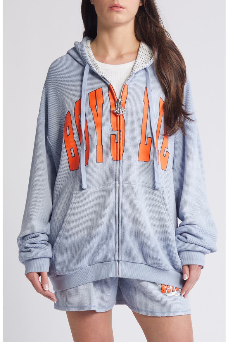 Fool Me Once Harley Front Zip Hoodie, Alternate, color, BLUE
