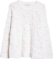 Johnstons of Elgin Slouch Lace Stitch Cashmere Sweater