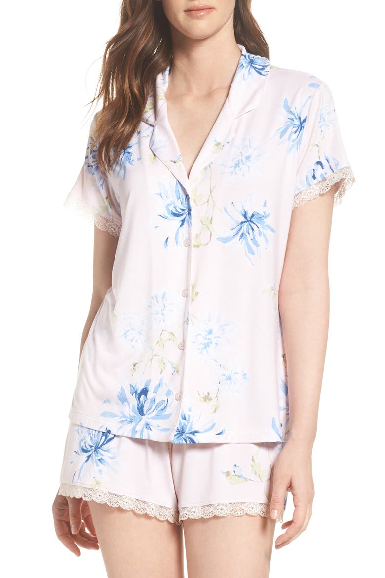 Moonlight Short Pajamas, Main, color, PINK FROSTY SPRING DREAM