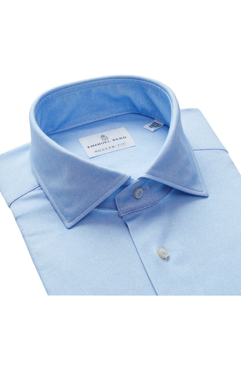 Emanuel Berg 4Flex Stretch Modern Fit Light Blue Check Knit Dress Shirt, Alternate, color, Light Blue Pastel