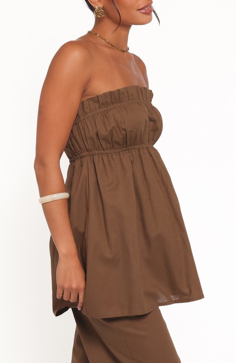 Petal & Pup Ember Strapless Cotton & Linen Tunic Top, Alternate, color, Brown