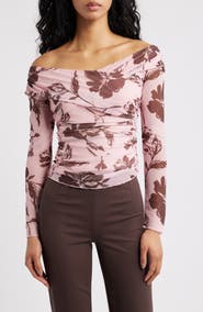 Petal & Pup Navida Off the Shoulder Mesh Top