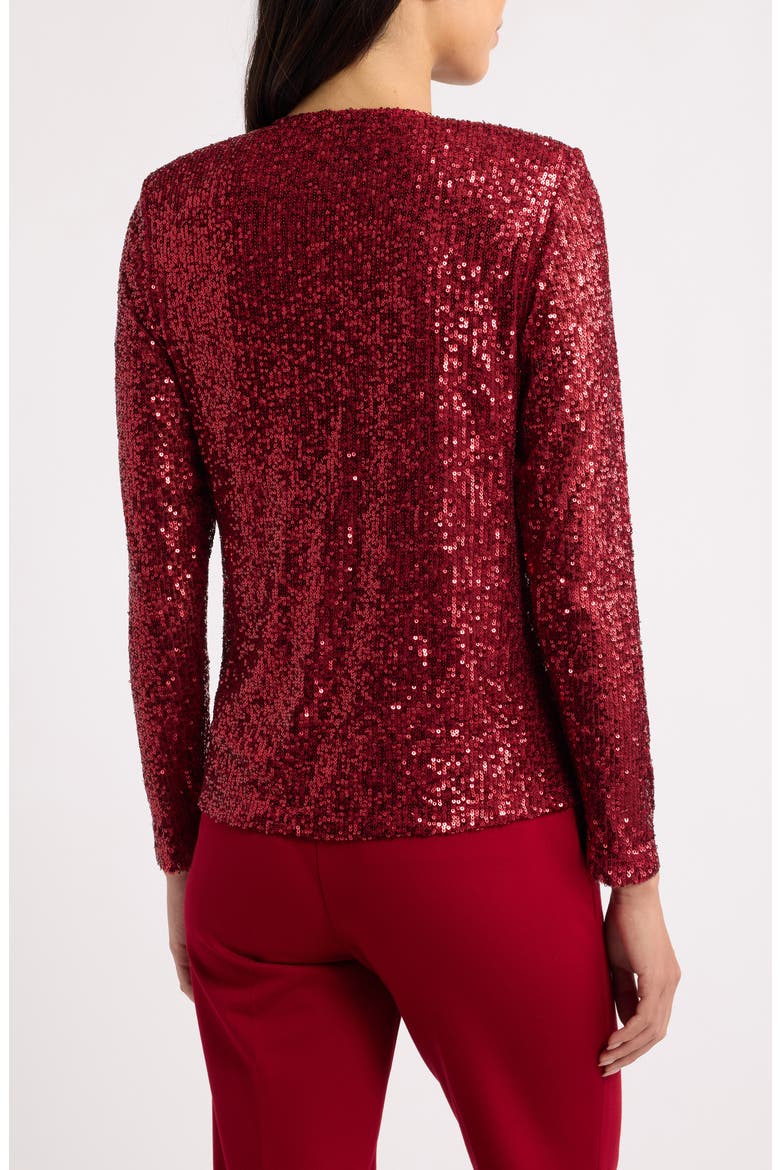 Sequin Cowl Neck Top, Alternate, color, TITIAN RED