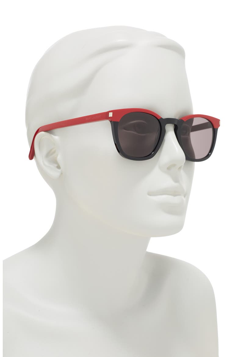 49mm Square Sunglasses, Alternate, color, BLACK RED GREY