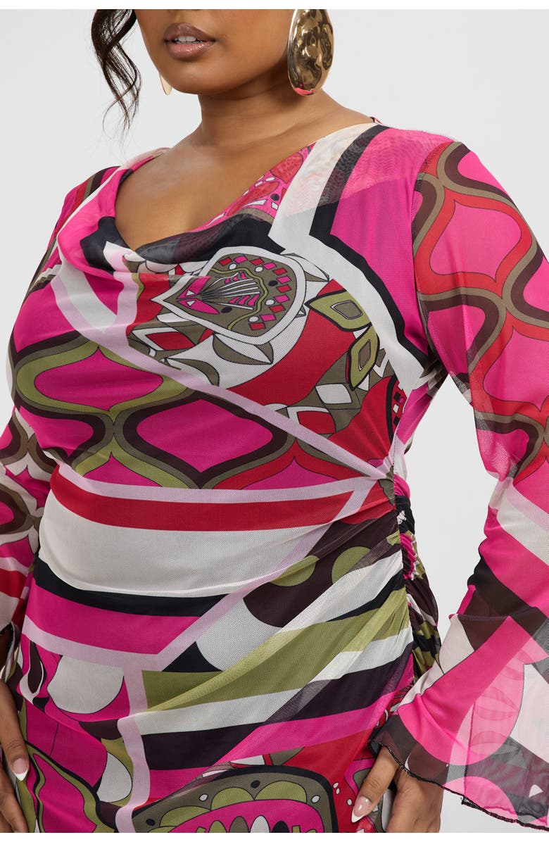 FASHION-SZN CURVE Bold Abstract Print Maxi Dress, Alternate, color, Pink