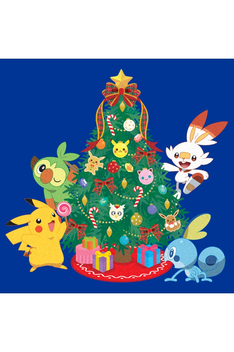 Men's Pokemon Christmas Tree Friends  Sweatshirt, Alternate, color, Royal Blue
