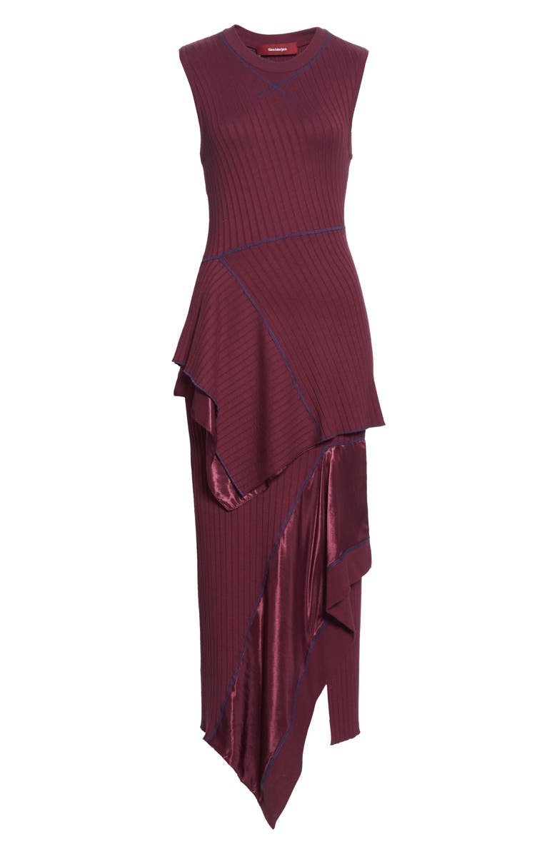 Sies Marjan Asymmetrical Peplum Rib Midi Dress, Alternate, color, 