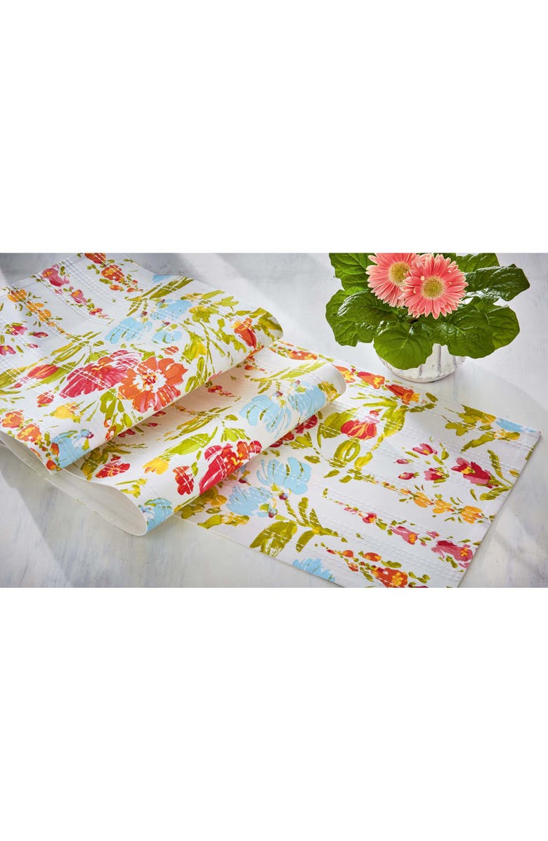 tag Bloom Blossom Multicolor Cotton Table Runner Machine Washable, Main, color, Multicolored