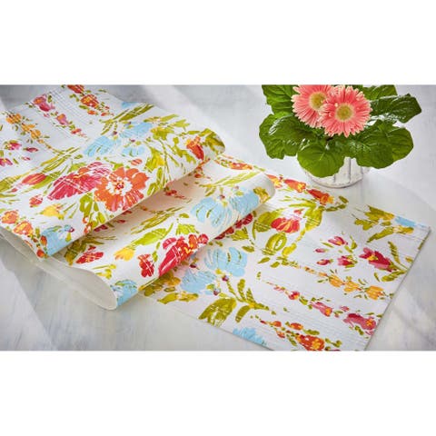 Bloom Blossom Multicolor Cotton Table Runner Machine Washable