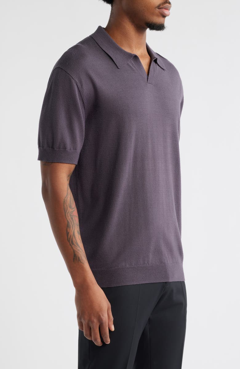 Open Edit Short Sleeve Johnny Collar Polo Sweater, Alternate, color,