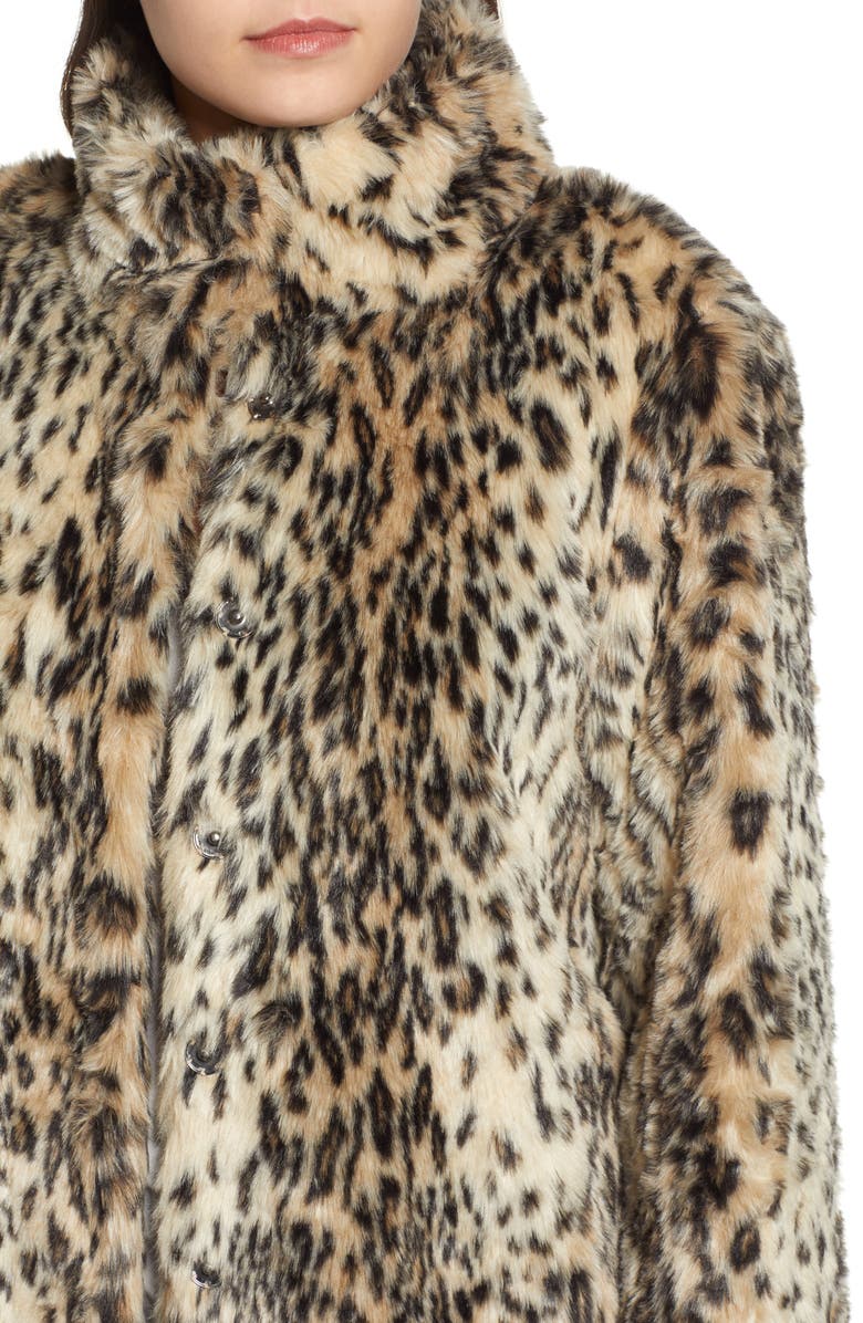 cupcakes and cashmere Leopard Faux Fur Coat, Alternate, color, 