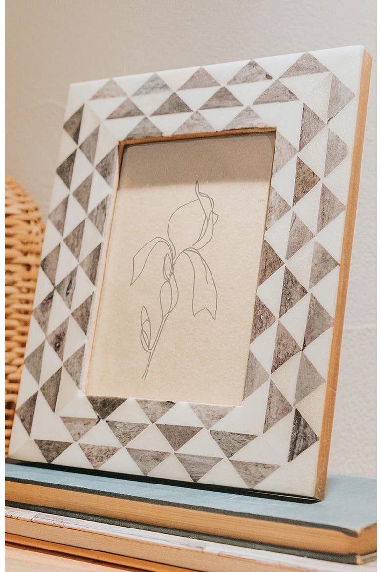Varuna Gray and White Picture Frame - Handcrafted Bone, Alternate, color, White