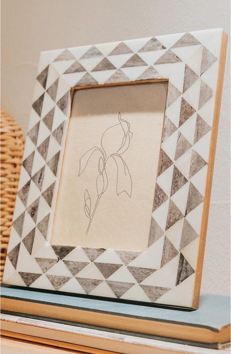 Matr Boomie Varuna Gray and White Picture Frame - Handcrafted Bone, Alternate, color, White