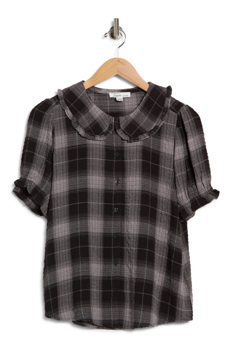 Plaid Peter Pan Collar Shirt, Alternate, color, STUDY ROOM