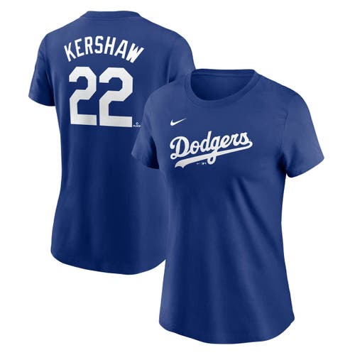 Nike Clayton Kershaw Royal Los Angeles Dodgers  Fuse Name & Number T-shirt