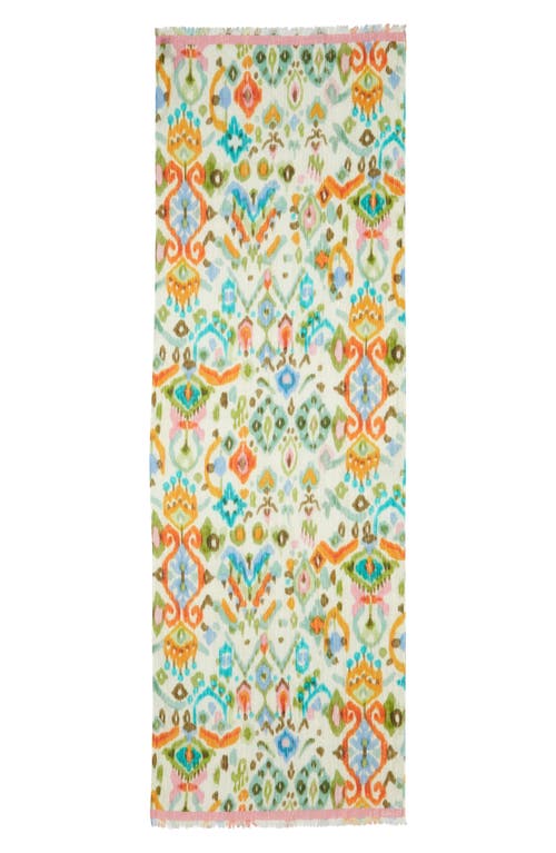 Echo Metallic Ikat Floral Scarf In Cream
