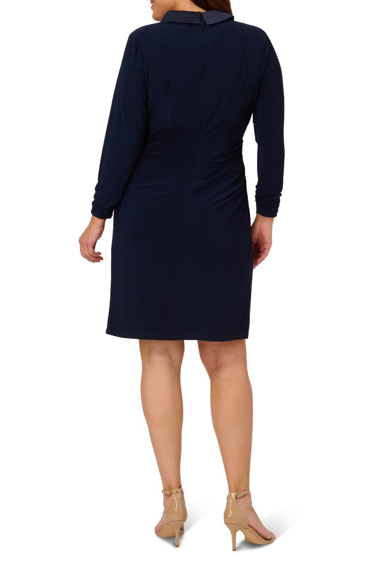Long Sleeve Jersey Satin Tuxedo Dress, Alternate, color, MIDNIGHT
