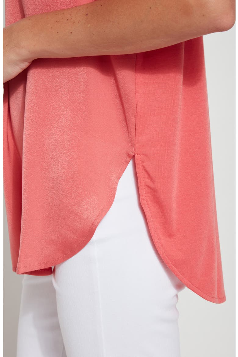 Lyssé Stevie V-Neck Satin Top, Alternate, color, CORAL TOUCH