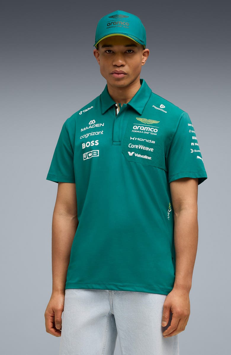 PUMA Aston Martin Formula 1 Polo, Alternate, color, Green Lux