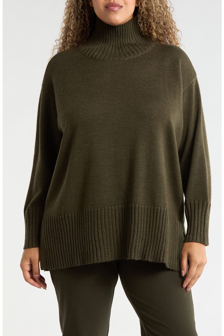 Merino Wool Turtleneck Sweater, Main, color, WOODLAND