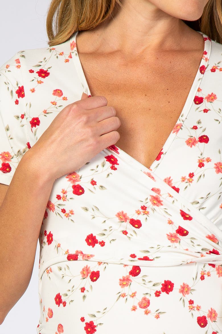 Floral Wrap Fitted Nursing Top, Alternate, color, Ivory