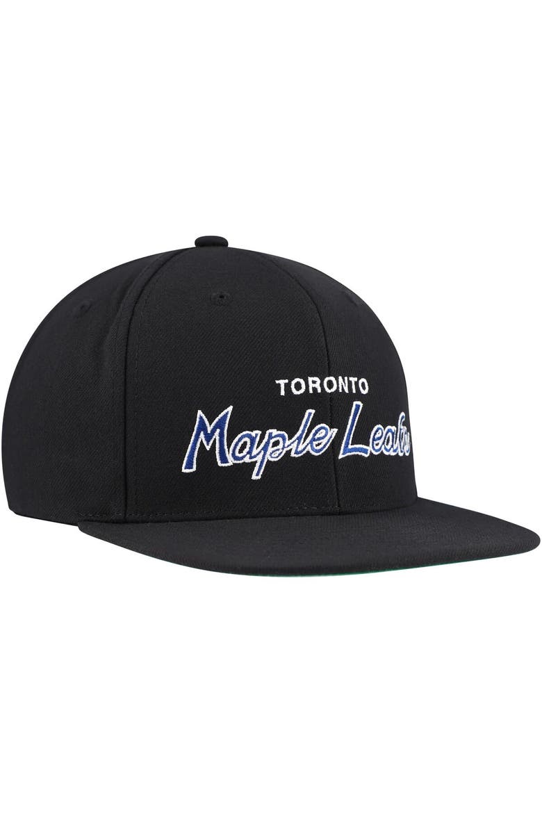Men's Mitchell & Ness Black Toronto Maple Leafs Core Team Script 2.0 Snapback Hat, Alternate, color, Black