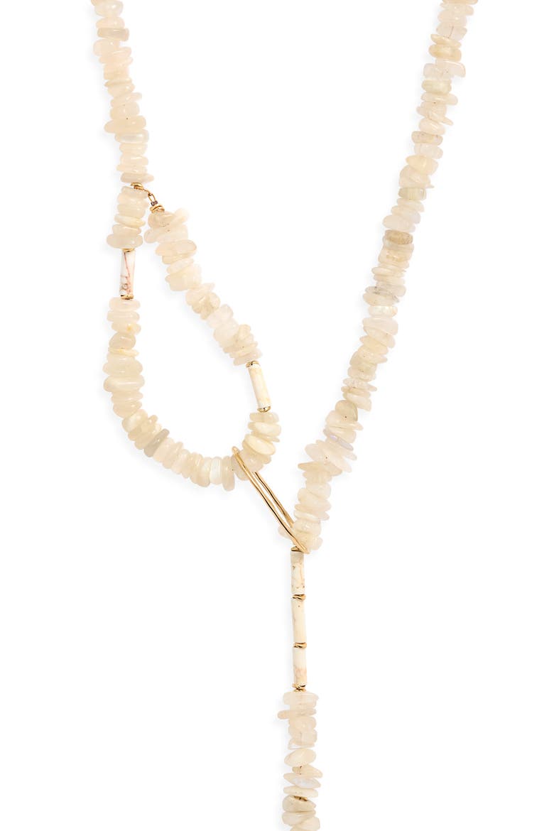 Lunix Moonstone & White Turquoise Lariat Necklace, Main, color, MOONSTONE