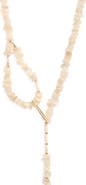 House of Olia Lunix Moonstone & White Turquoise Lariat Necklace