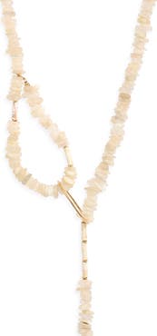 House of Olia Lunix Moonstone & White Turquoise Lariat Necklace