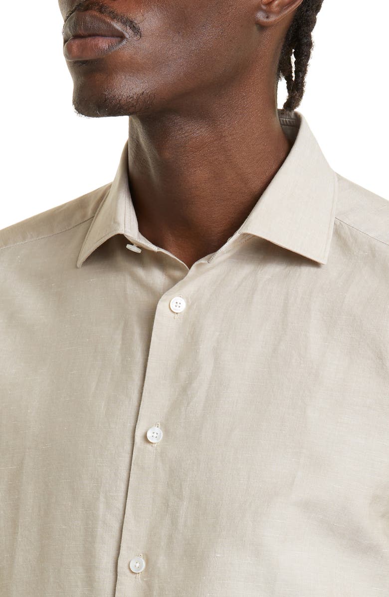 ZEGNA Crossover Cotton, Linen & Silk Button-Up Shirt, Alternate, color, 