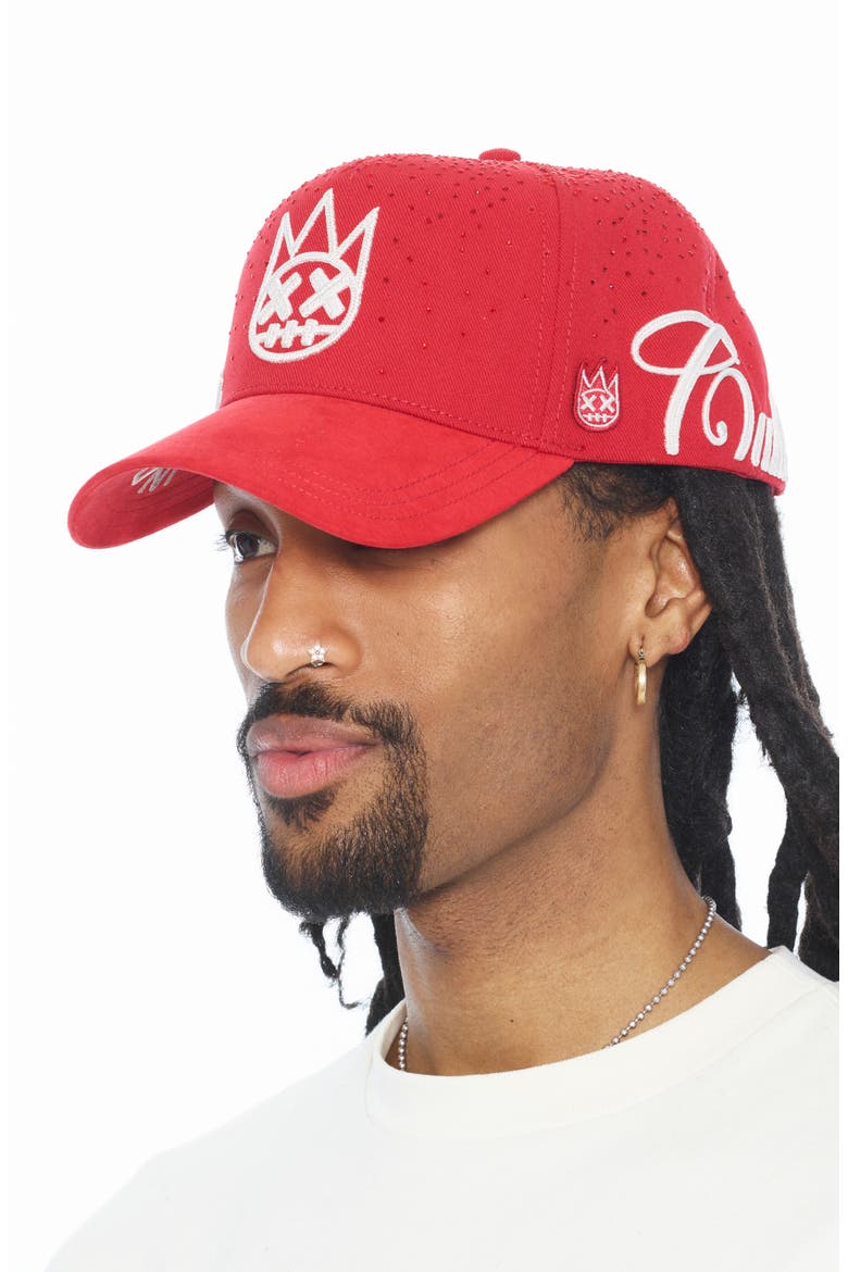 Shimuchan Logo Crystal Burst Baseball Cap, Alternate, color, RACING RED