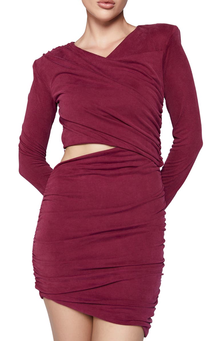 Bardot Rosa Ruched Cutout Long Sleeve Minidress, Alternate, color, 